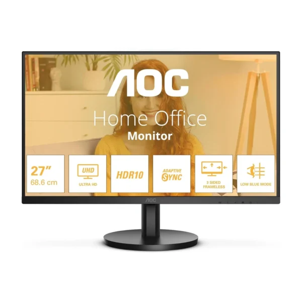 AOC U27B3A 4k 27" Ips 3840x2160 Uhd Frameless Monitor With In-built Speakers